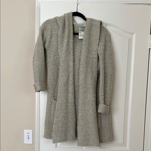 Kimchi Blue Cream Cardigan Long Sweater with Open Front and Shawl Collar